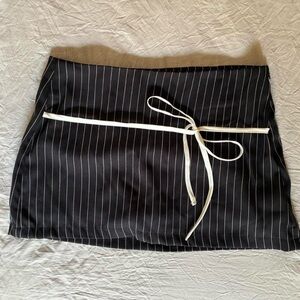 Black Pinstripe Skirt with White Tie